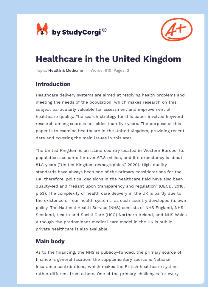 Healthcare in the United Kingdom. Page 1