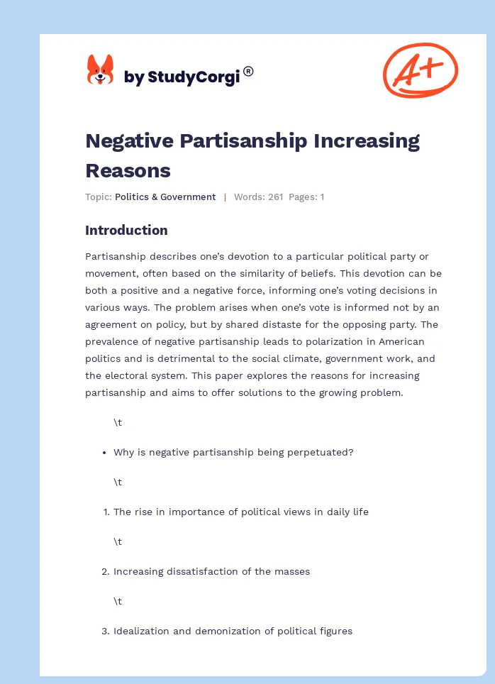Negative Partisanship Increasing Reasons. Page 1