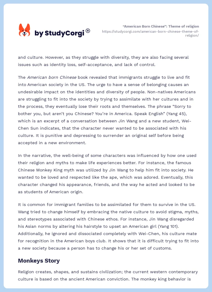 “American Born Chinese”: Theme of religion. Page 2