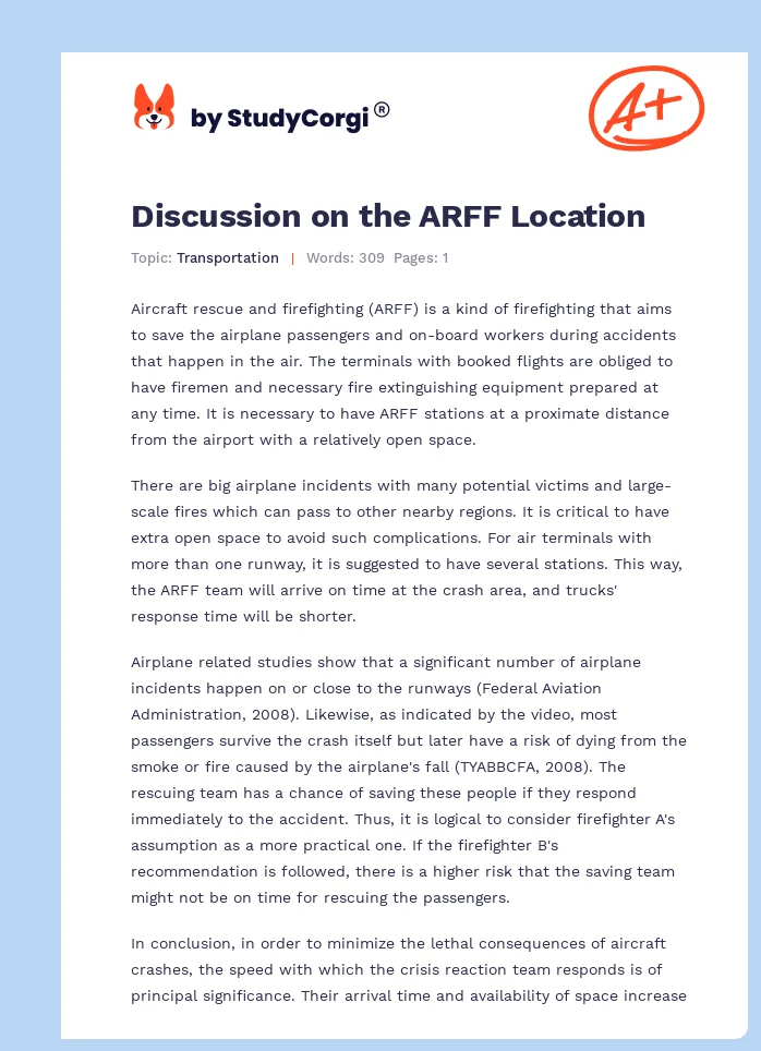 Discussion on the ARFF Location. Page 1