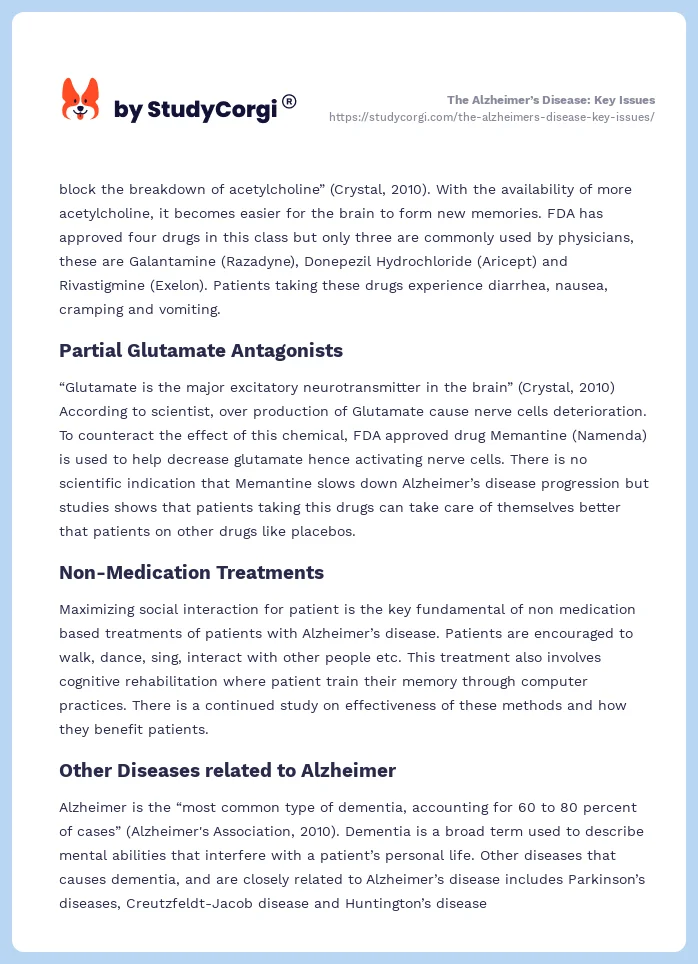 The Alzheimer’s Disease: Key Issues. Page 2