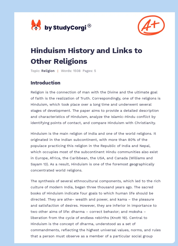 Hinduism History and Links to Other Religions. Page 1