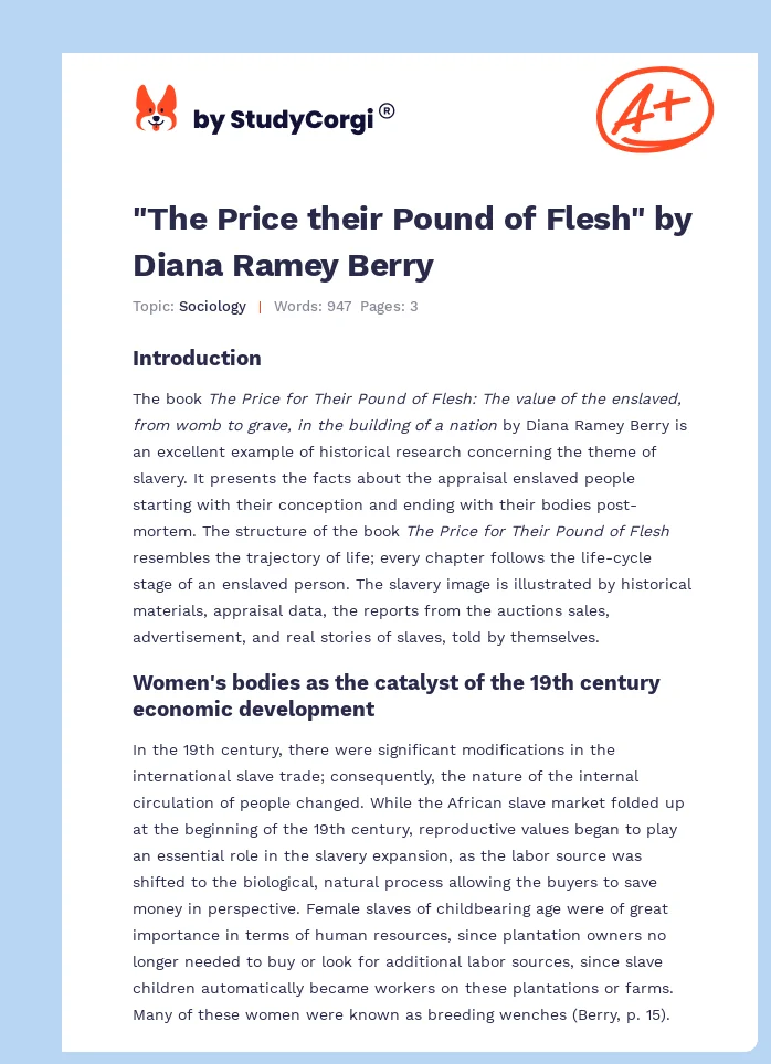 "The Price their Pound of Flesh" by Diana Ramey Berry. Page 1