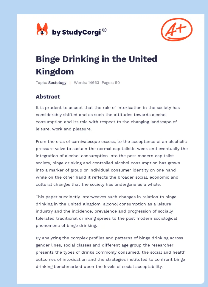 Binge Drinking in the United Kingdom. Page 1