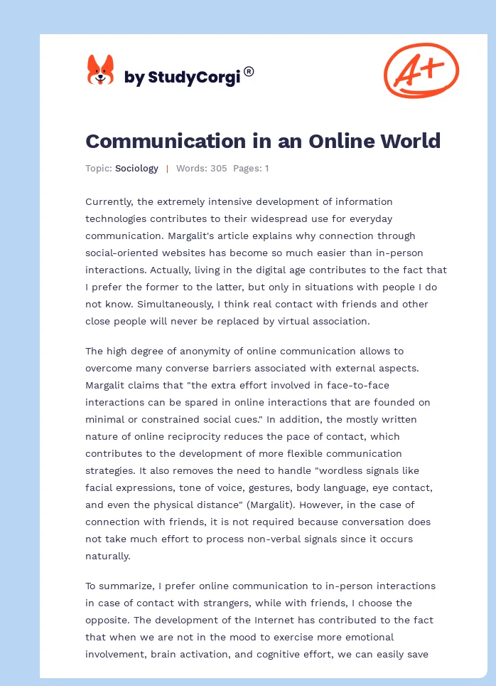Communication in an Online World. Page 1