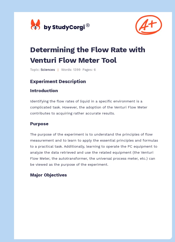 Determining the Flow Rate with Venturi Flow Meter Tool. Page 1