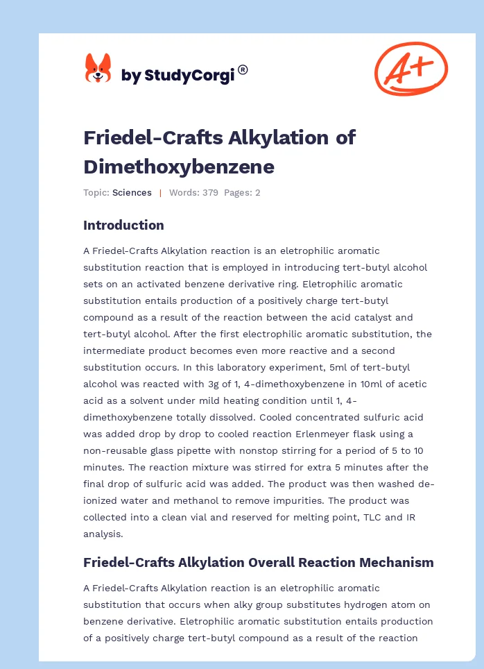 Friedel-Crafts Alkylation of Dimethoxybenzene. Page 1