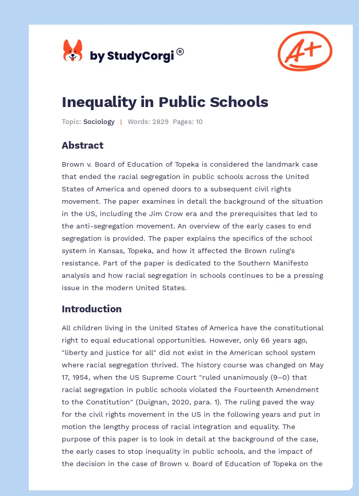Inequality in Public Schools. Page 1