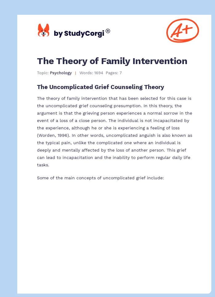 The Theory of Family Intervention. Page 1