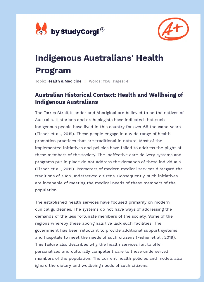 Indigenous Australians' Health Program. Page 1