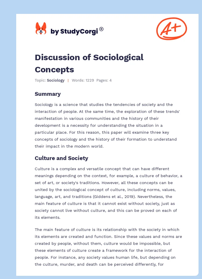 Discussion of Sociological Concepts. Page 1