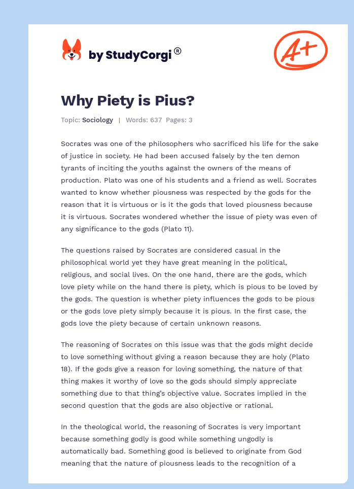 Why Piety is Pius?. Page 1