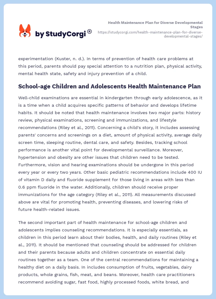 Health Maintenance Plan for Diverse Developmental Stages. Page 2