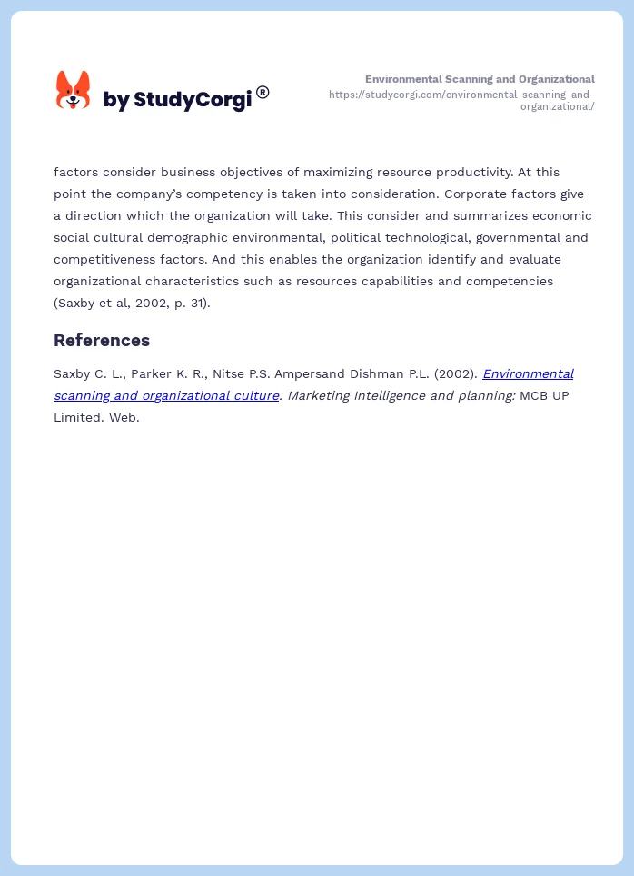 Environmental Scanning and Organizational. Page 2