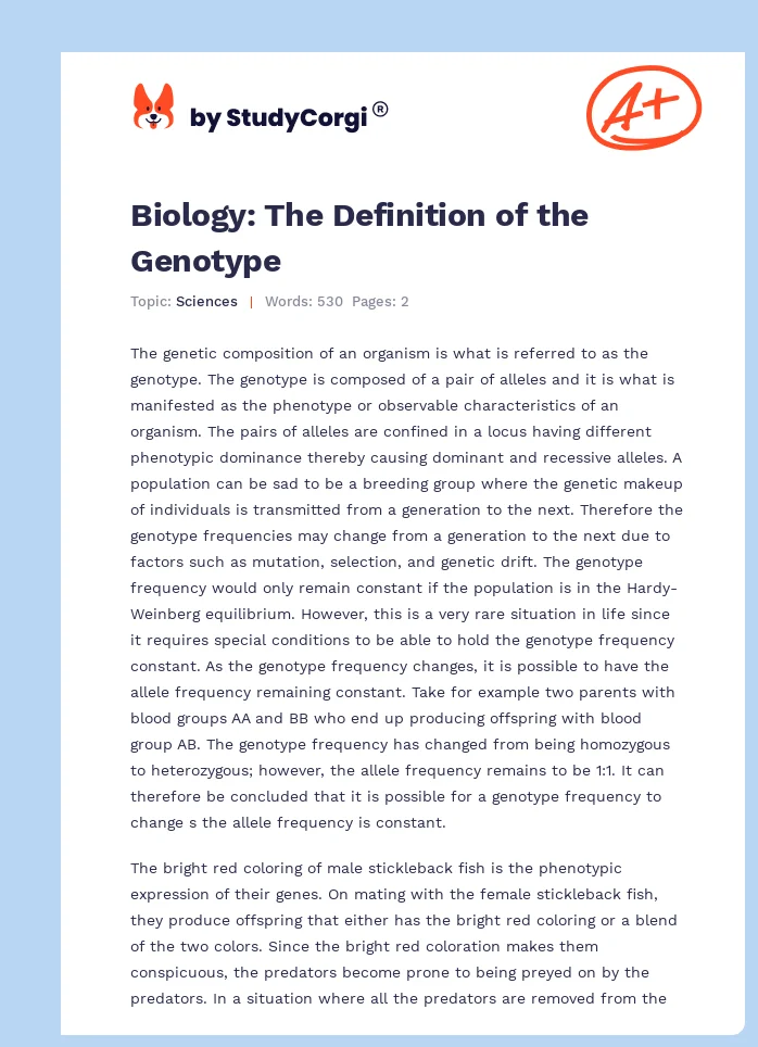Biology: The Definition of the Genotype. Page 1
