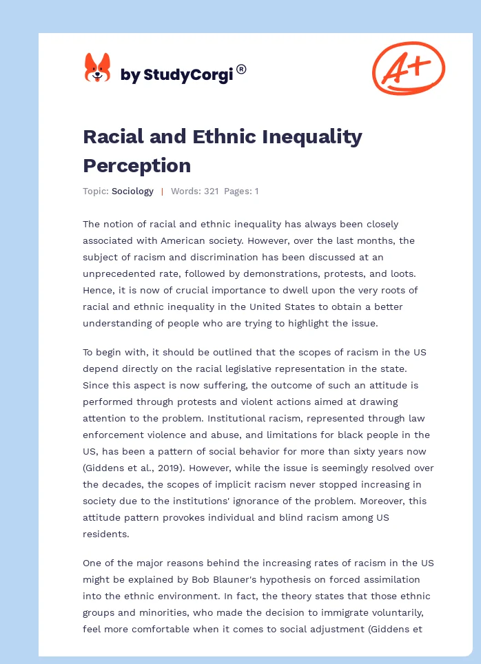 Racial and Ethnic Inequality Perception. Page 1