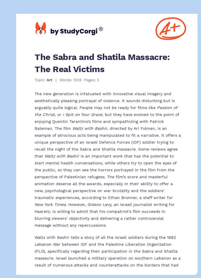 The Sabra and Shatila Massacre: The Real Victims. Page 1