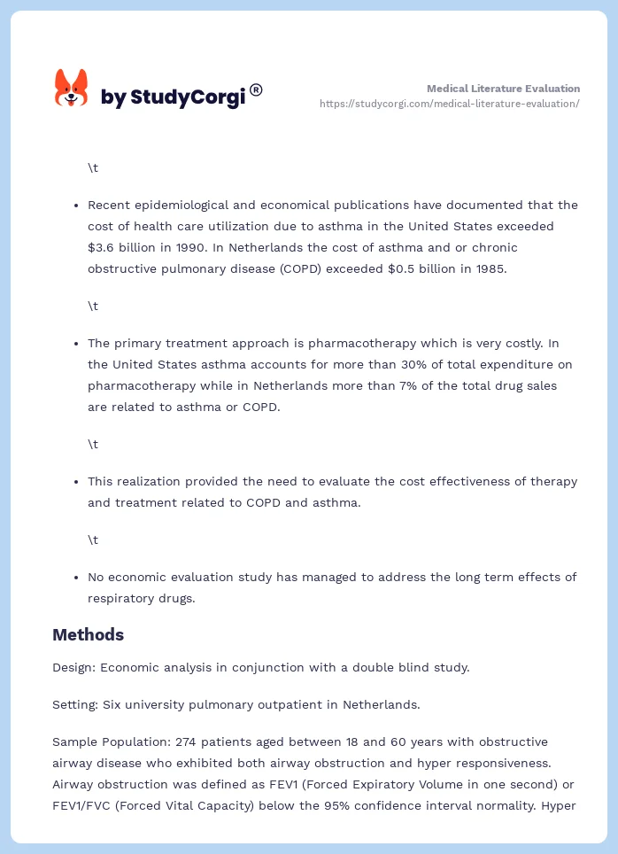 Medical Literature Evaluation. Page 2