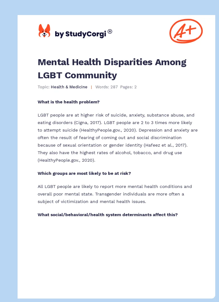 Mental Health Disparities Among LGBT Community. Page 1