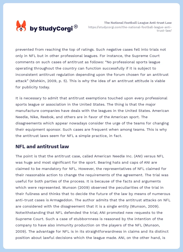 The National Football League Anti-trust Law. Page 2