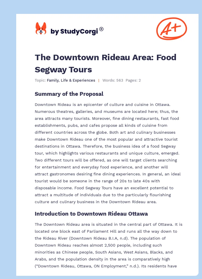The Downtown Rideau Area: Food Segway Tours. Page 1