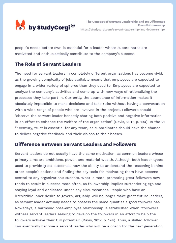 The Concept of Servant Leadership and Its Difference From Followership. Page 2