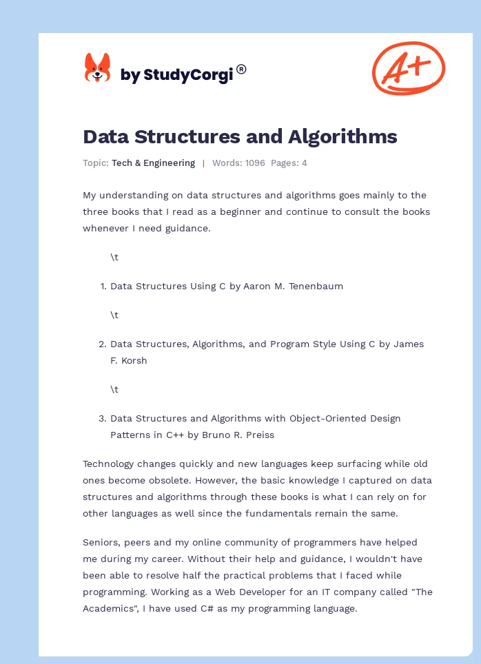 Data Structures and Algorithms. Page 1