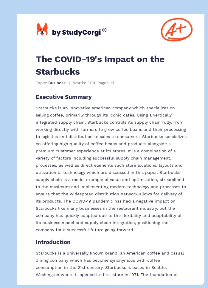 The COVID-19's Impact on the Starbucks. Page 1