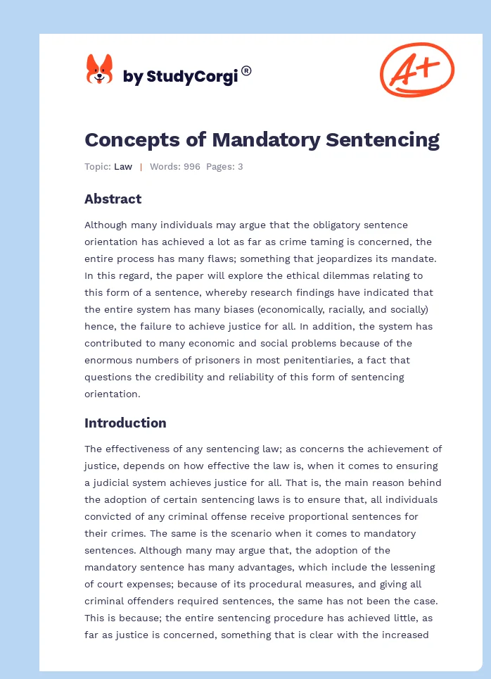 Concepts of Mandatory Sentencing. Page 1