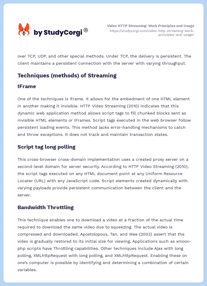 Video HTTP Streaming: Work Principles and Usage. Page 2