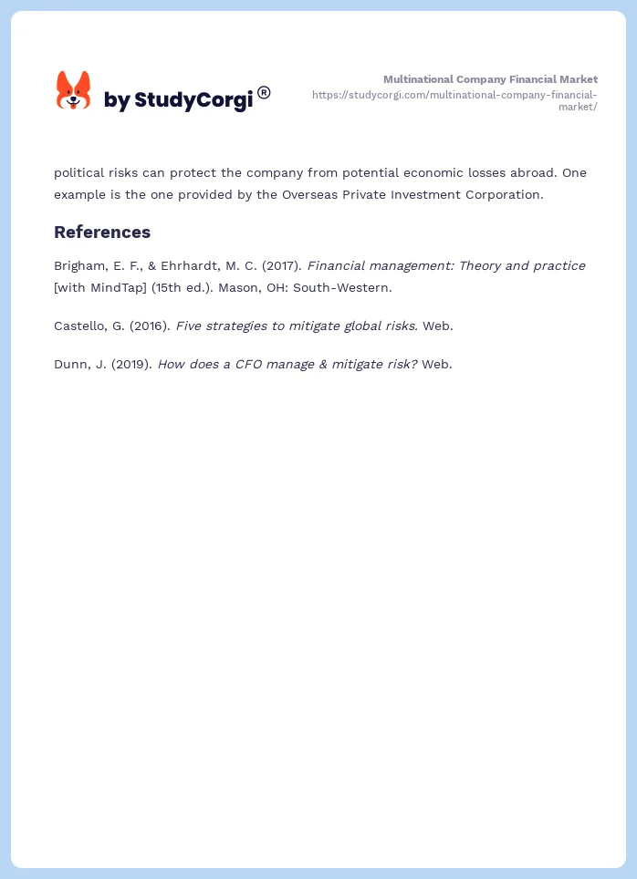 Multinational Company Financial Market. Page 2