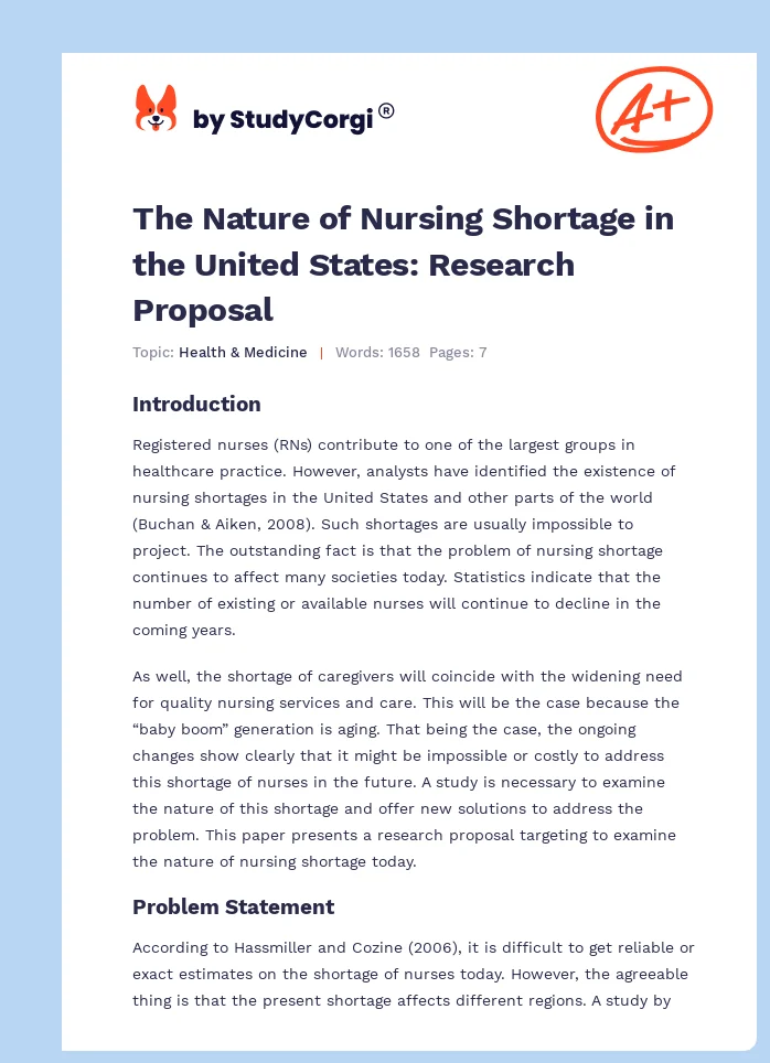 Nursing Shortage in the United States. Page 1