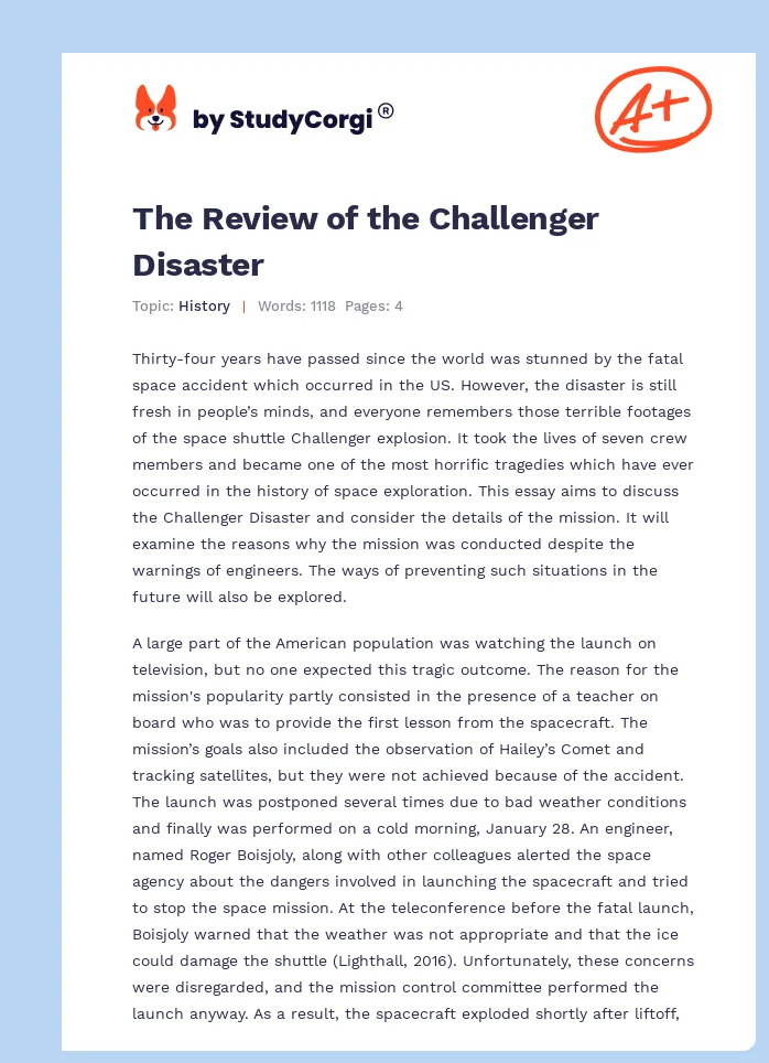 The Review of the Challenger Disaster. Page 1