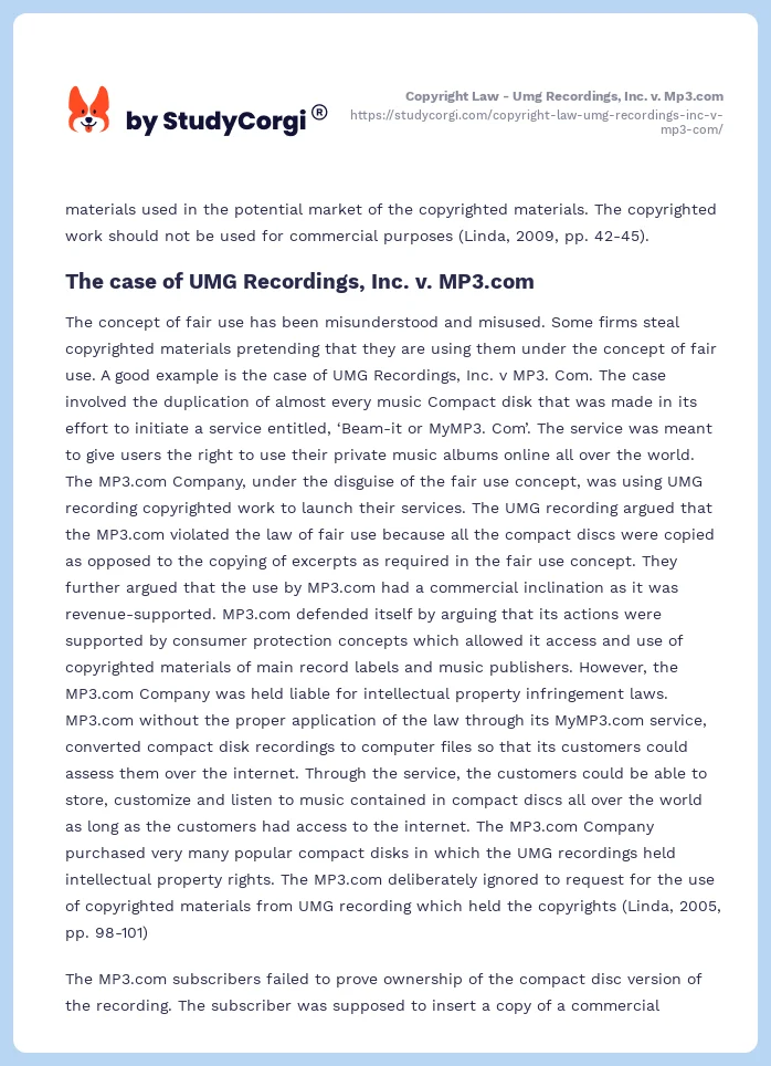 Copyright Law - Umg Recordings, Inc. v. Mp3.com. Page 2