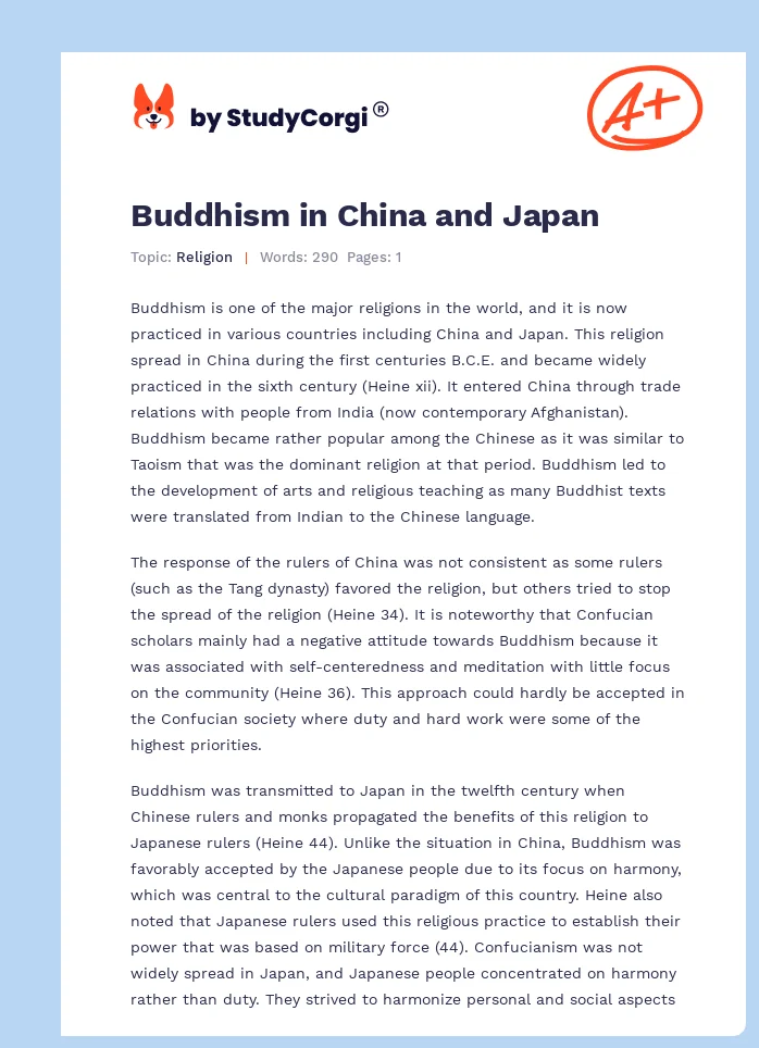 Buddhism in China and Japan. Page 1