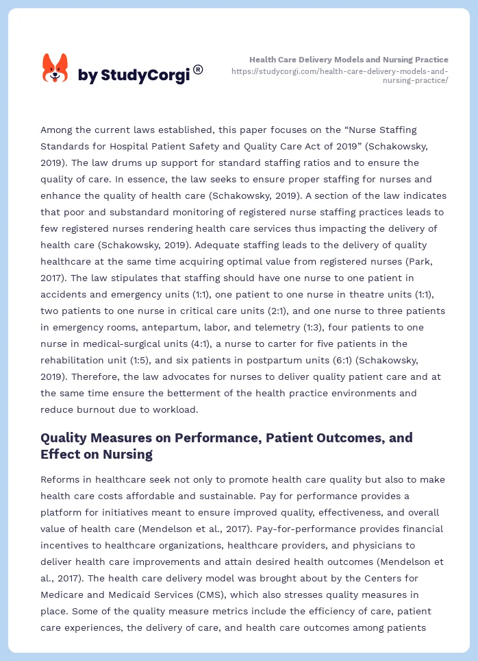 Health Care Delivery Models and Nursing Practice. Page 2