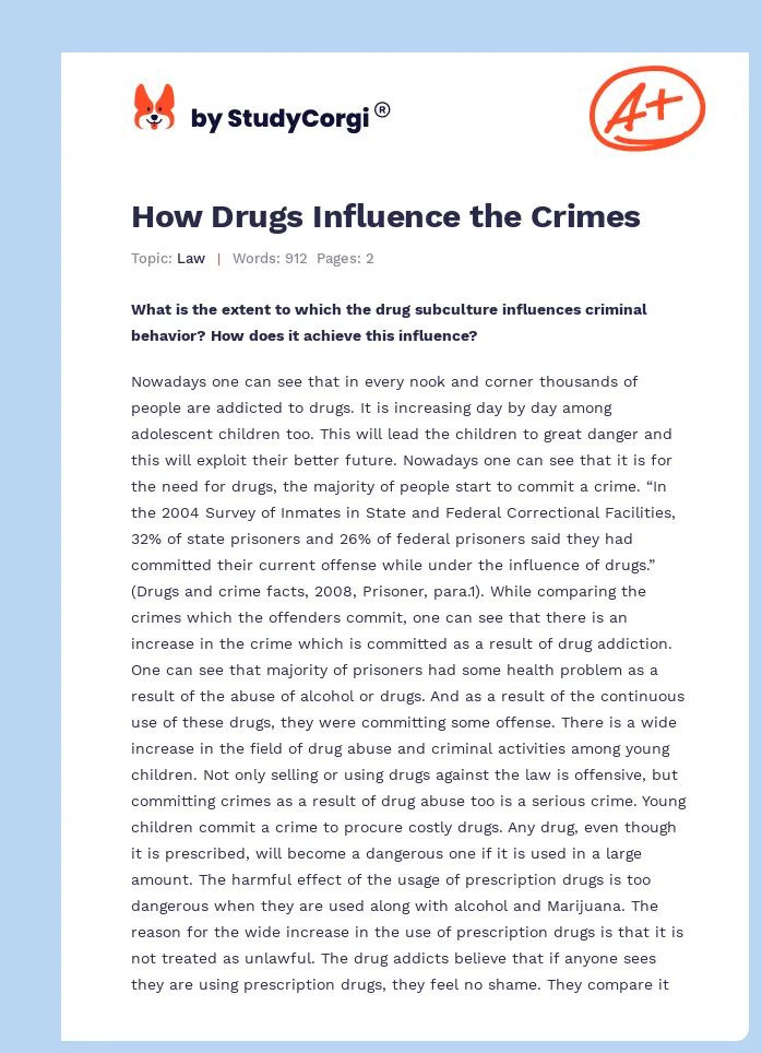 How Drugs Influence the Crimes. Page 1