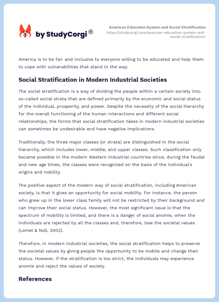 American Education System and Social Stratification. Page 2