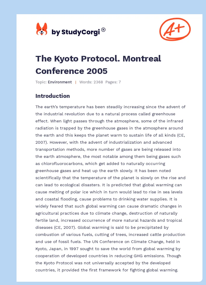 The Kyoto Protocol. Montreal Conference 2005. Page 1