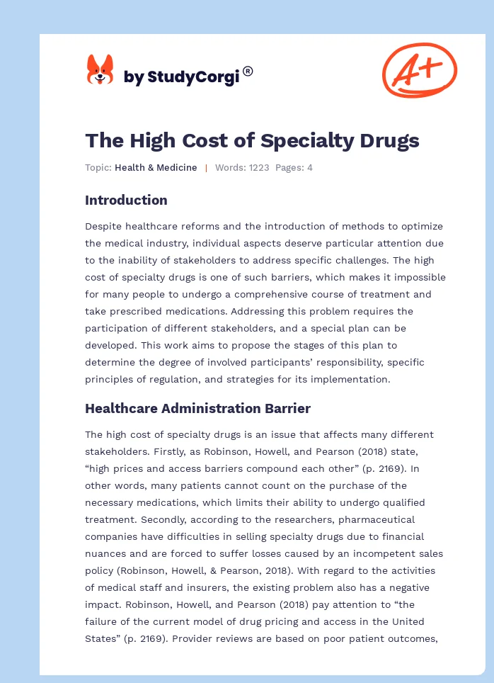 The High Cost of Specialty Drugs. Page 1