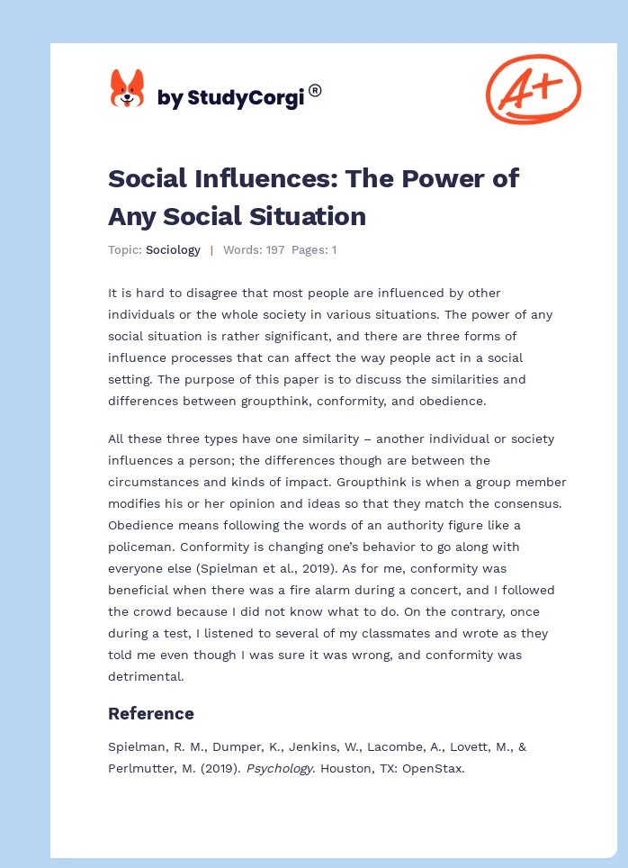 Social Influences: The Power of Any Social Situation. Page 1