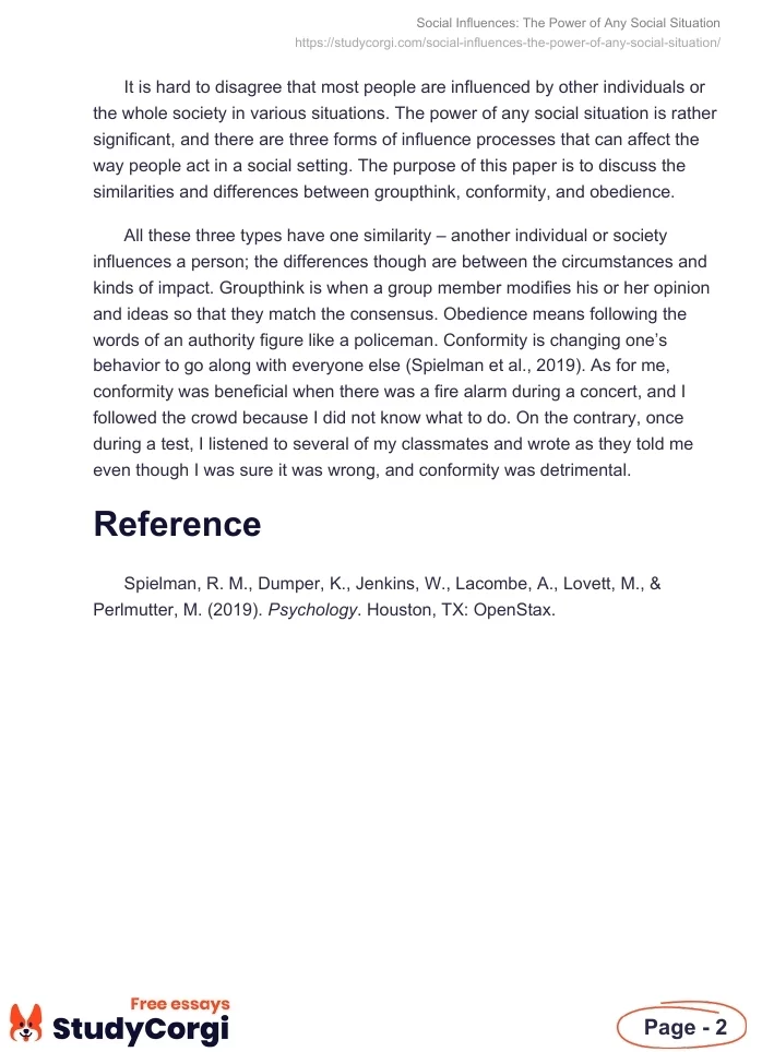 Social Influences: The Power of Any Social Situation. Page 2