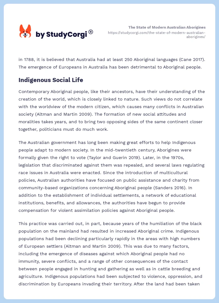 The State of Modern Australian Aborigines. Page 2