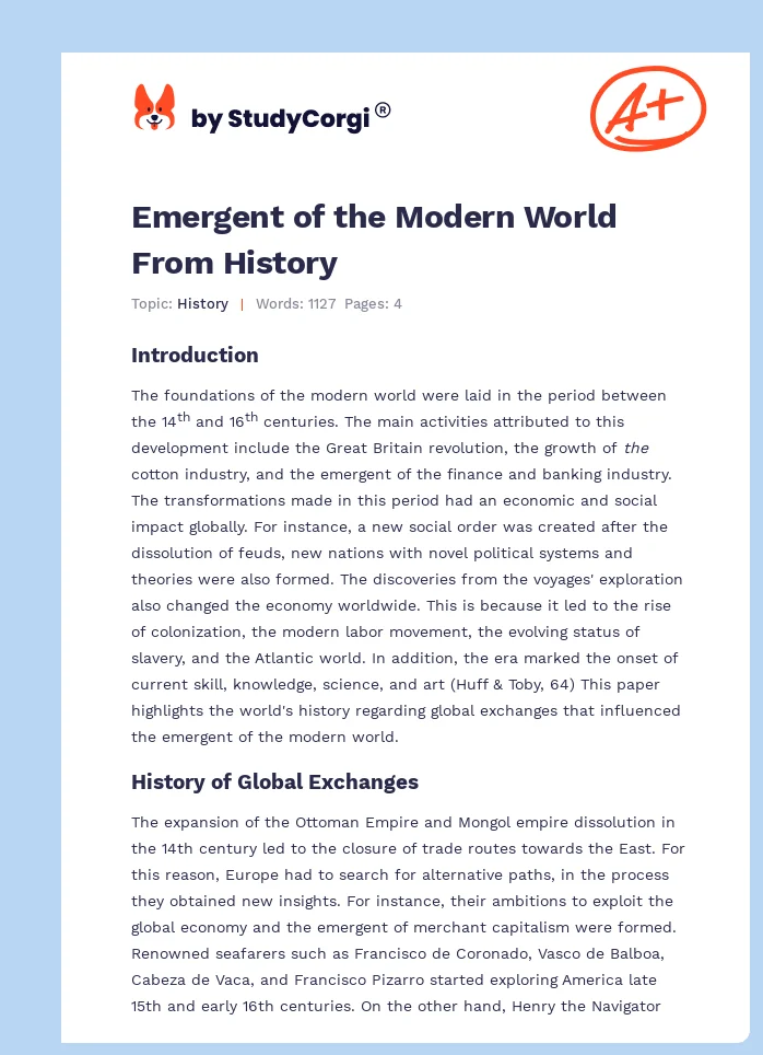Emergent of the Modern World From History. Page 1