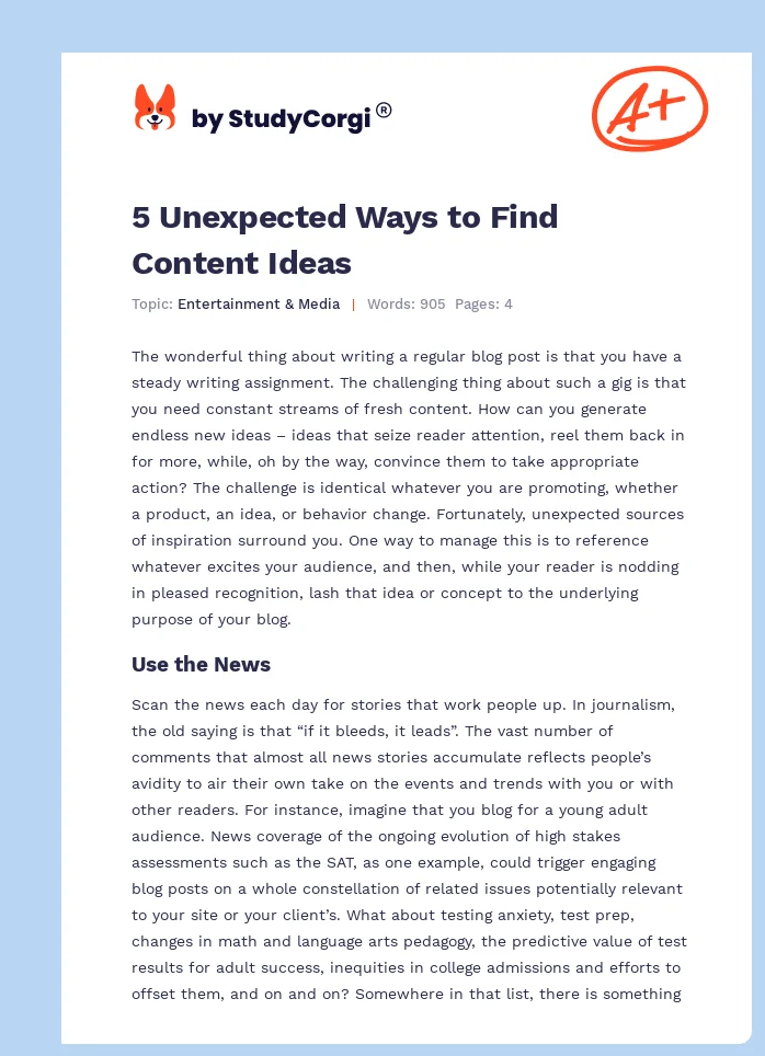 5 Unexpected Ways to Find Content Ideas. Page 1