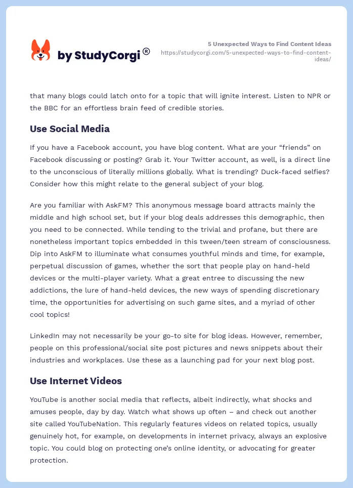 5 Unexpected Ways to Find Content Ideas. Page 2