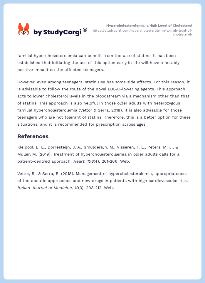 Hypercholesterolemia: a High Level of Cholesterol. Page 2