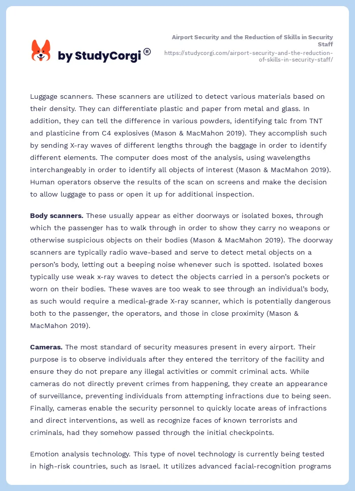 Airport Security and the Reduction of Skills in Security Staff. Page 2