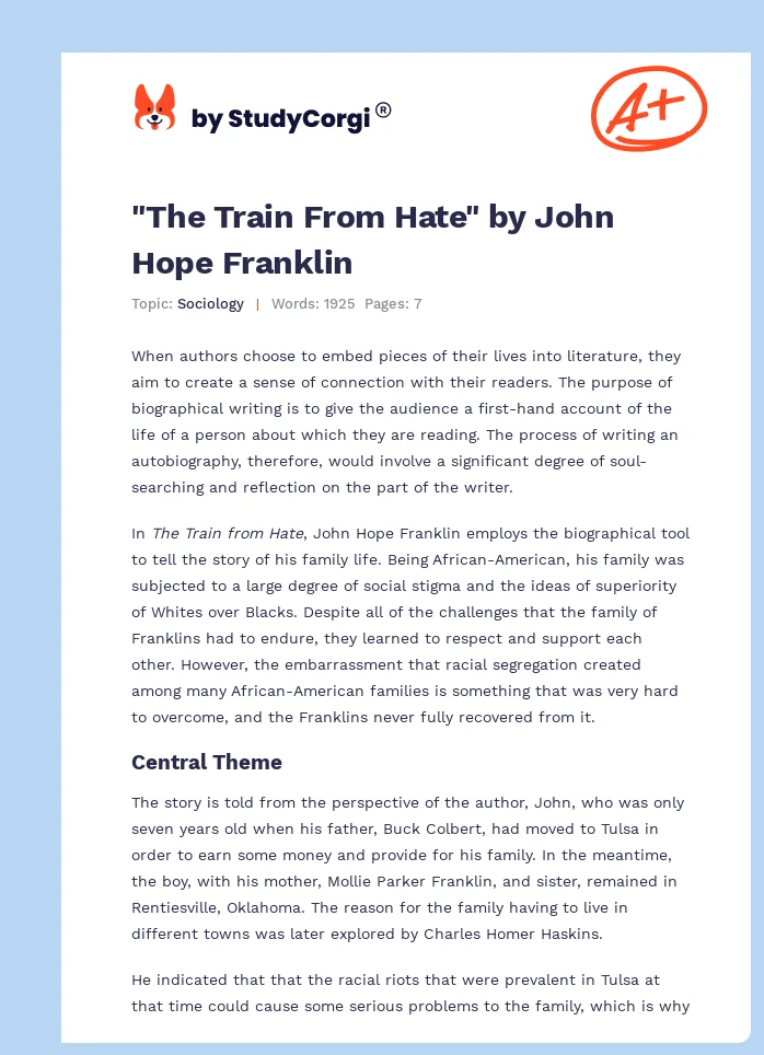 "The Train From Hate" by John Hope Franklin. Page 1