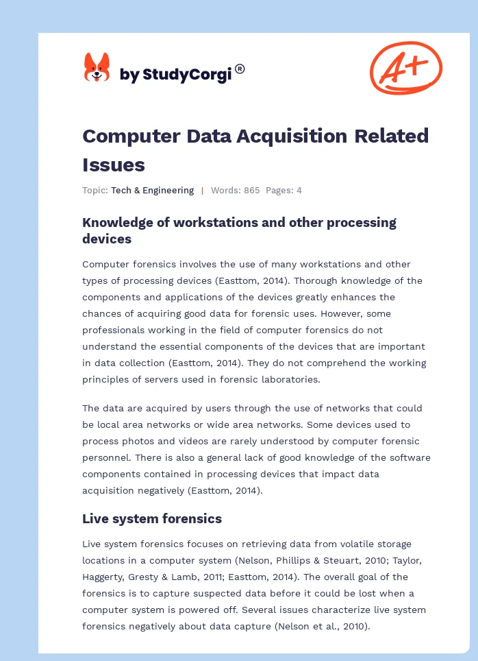 Computer Data Acquisition Related Issues. Page 1